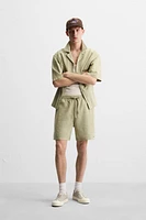 TEXTURED EMBROIDERED SHORTS