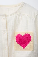 TEXTURED HEART POCKET SHIRT