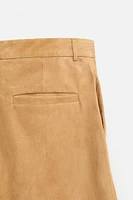 PLEATED SUEDE SHORTS