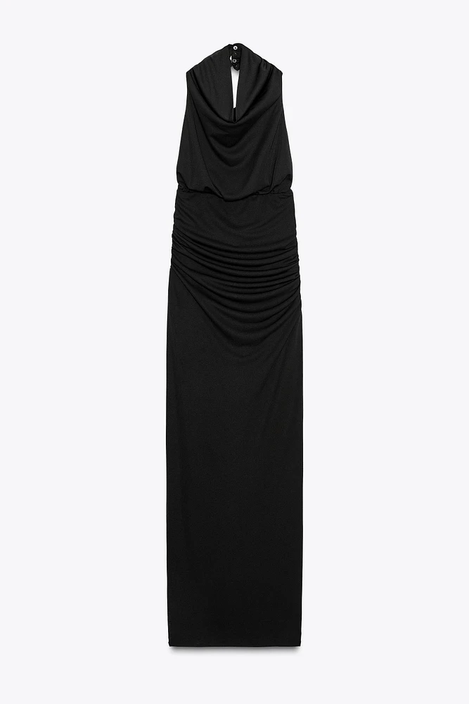 LONG OPEN BACK HALTER DRESS