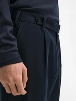 Pantalon à pinces en coton mélangé