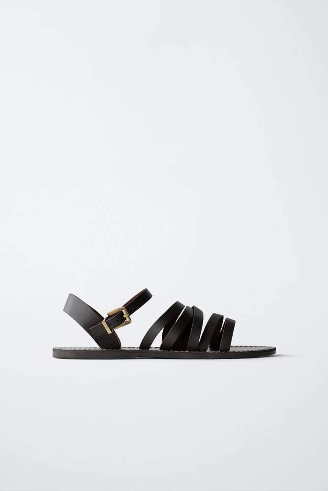 LEATHER STRAPPY SANDALS