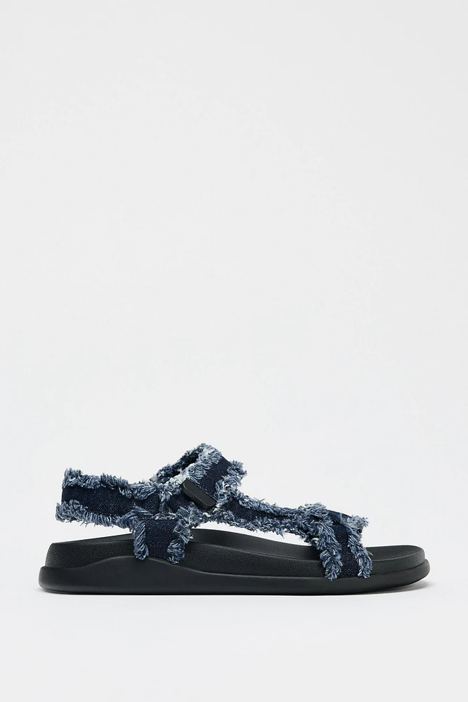 DENIM PLATFORM SANDALS