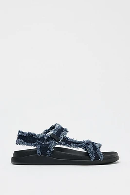 DENIM PLATFORM SANDALS