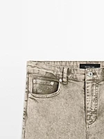 Mid-rise straight-leg cotton blend jeans