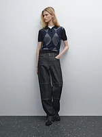 High-waist straight-leg jeans with seam details