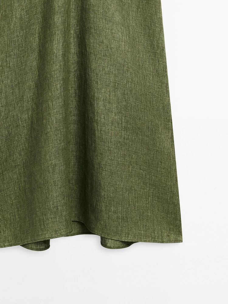 Short sleeve linen midi dress