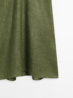 Short sleeve linen midi dress