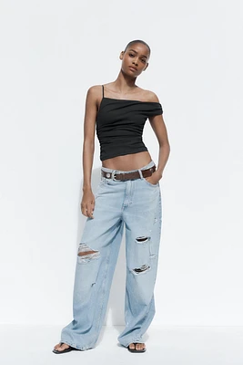RUCHED ASYMMETRIC TOP