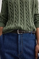 WASHED CABLE-KNIT SWEATER