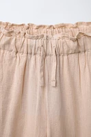 EMBROIDERED LINEN BLEND PANTS