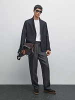 Faded 100% linen striped trousers