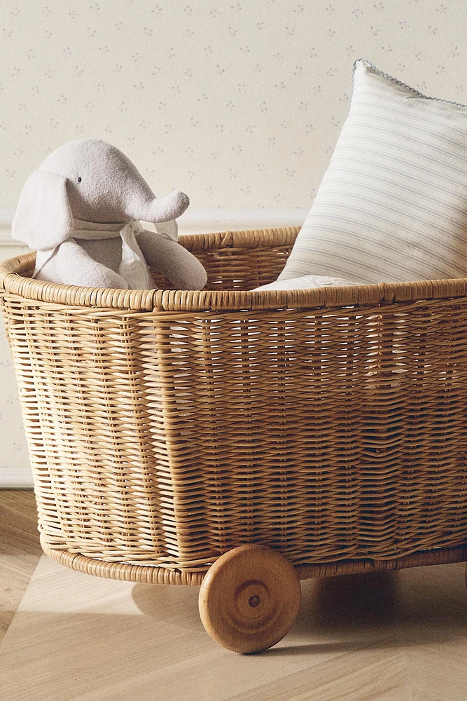 PANIER CHARIOT ENFANT ROTIN