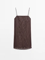 Mini dress with blonde lace detail