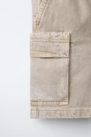 DISTRESSED EFFECT TWILL POCKET SHORTS
