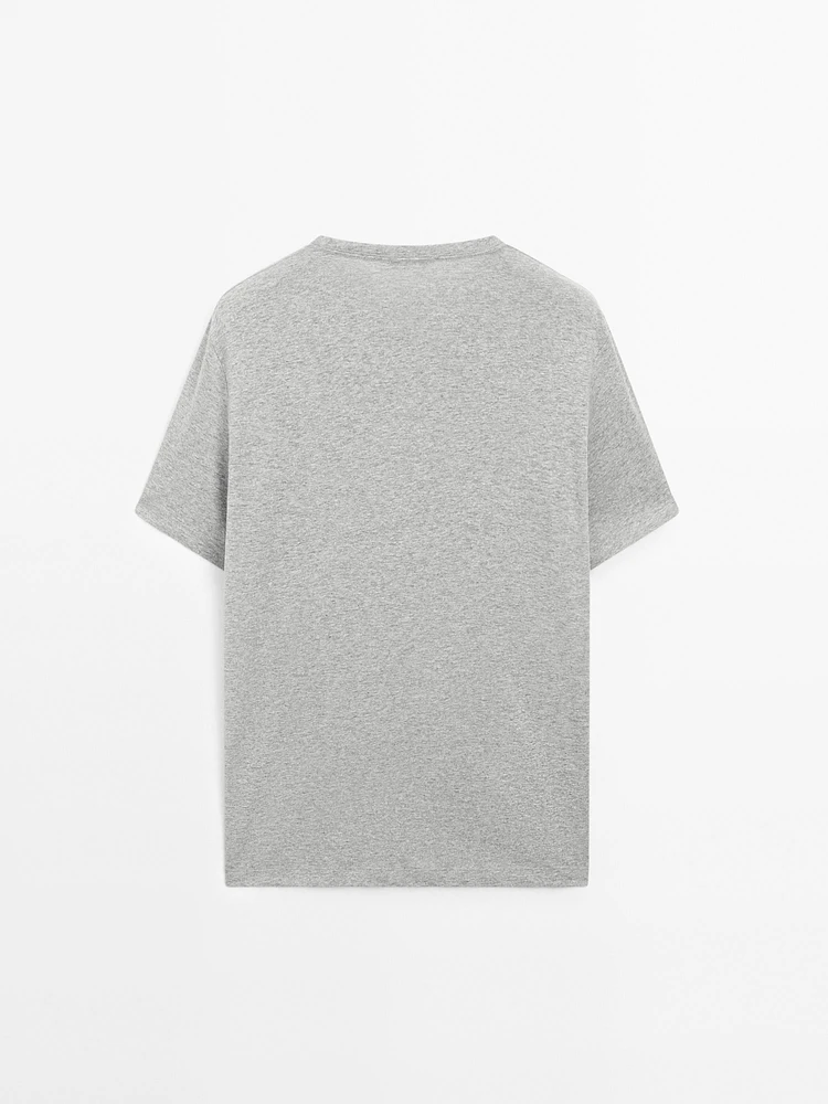 Melange cotton and linen t-shirt