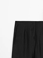 Pantalon palazzo à pinces en lin mélangé