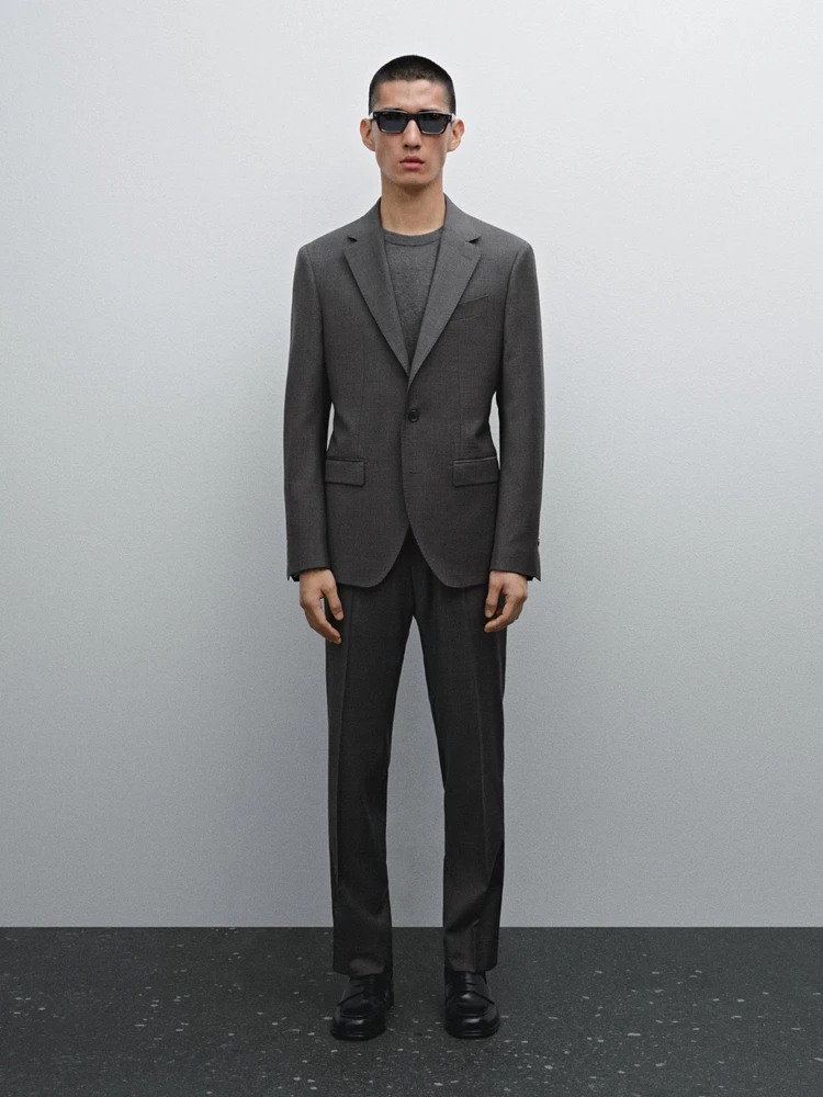 Veste de costume à carreaux 100 % laine
