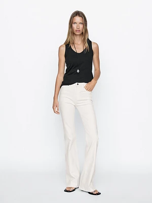 Jean taille haute skinny flare