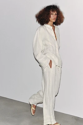 100% LINEN LACE TRIM SHIRT ZW COLLECTION