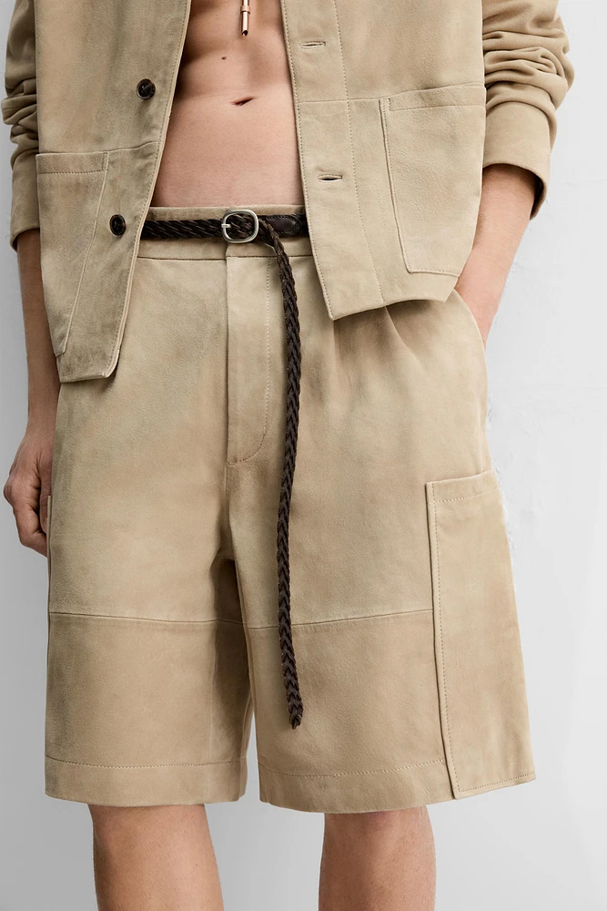 SUEDE CARGO SHORTS