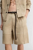 SUEDE CARGO SHORTS