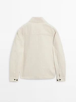 Cotton blend striped bomber jacket