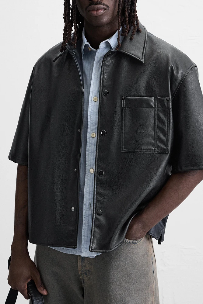 FAUX LEATHER OVERSHIRT