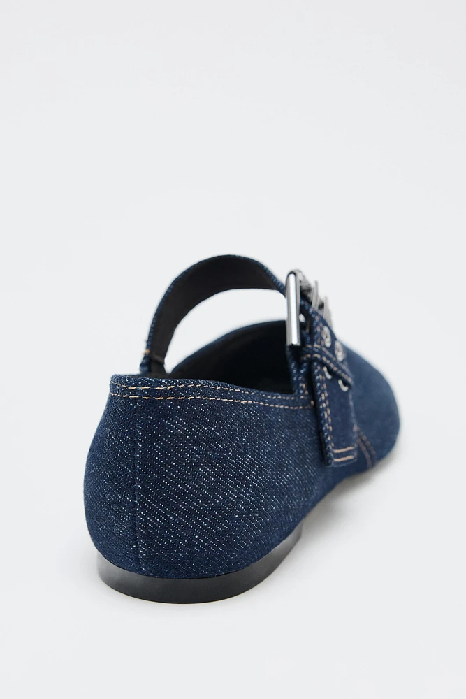 BALLERINES À BOUCLE EN DENIM