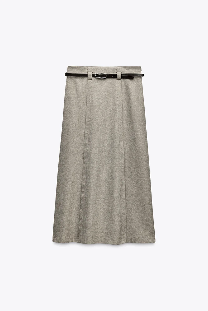 JUPE MI-LONGUE À CEINTURE
