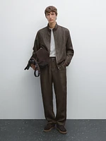 Faded total look linen bomber jacket