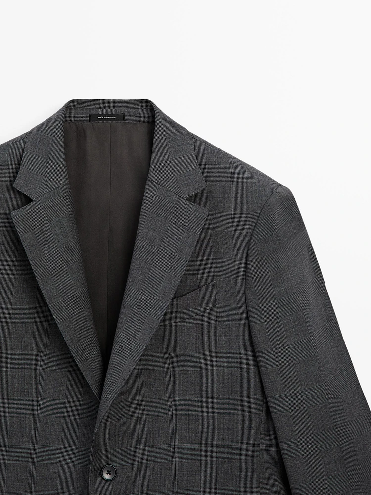 Veste de costume à carreaux 100 % laine