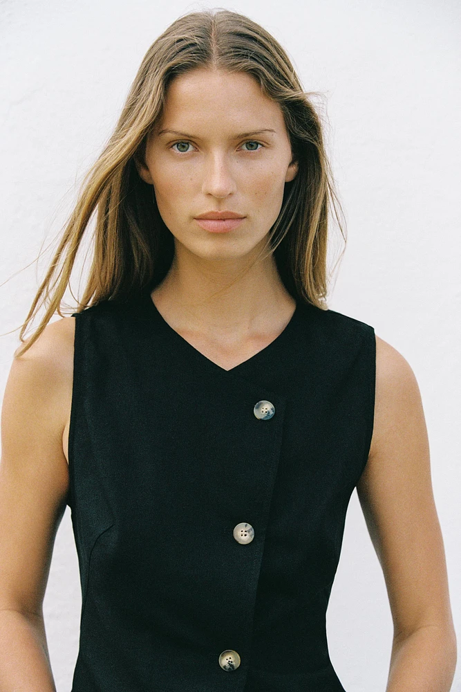 TOP GILET CROISÉ AVEC LIN