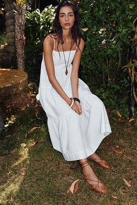 POPLIN PANEL MIDI DRESS
