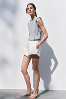 WASHED EFFECT T-SHIRT WITH SHOULDER PADS