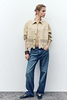 DIE-CUT FAUX SUEDE JACKET