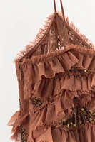EMBROIDERED RUFFLED TOP