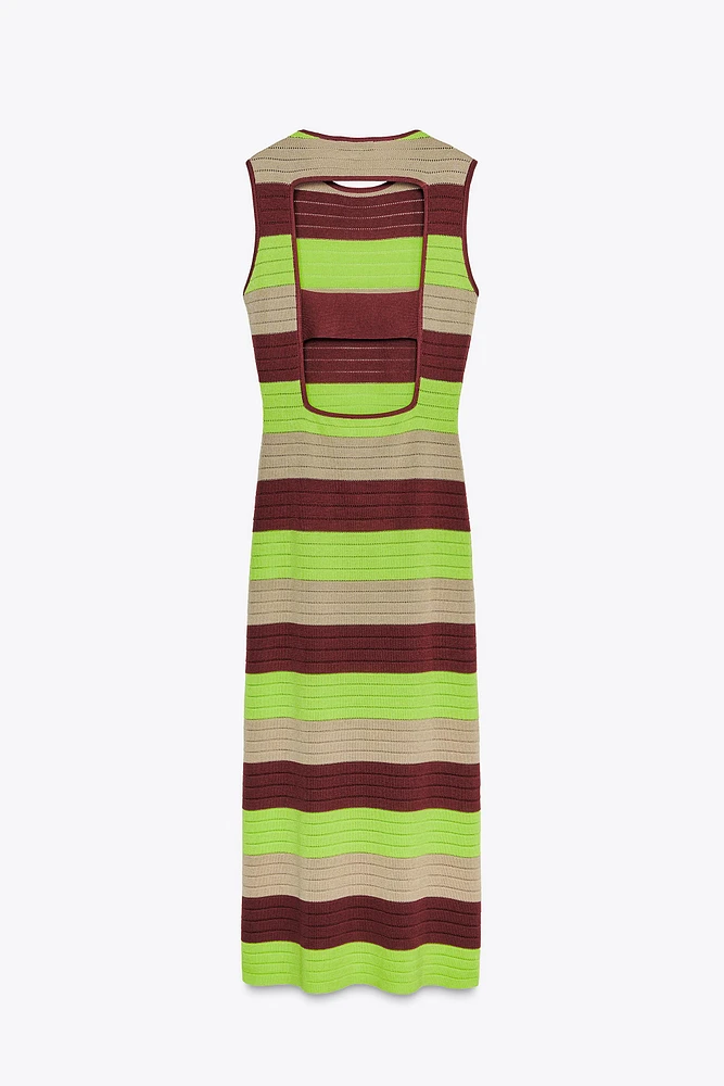 STRIPED KNIT LONG DRESS