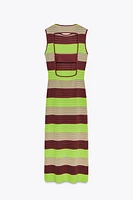 STRIPED KNIT LONG DRESS