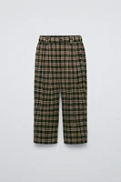 PLAID PLEATED BALLOON LEG PANTS
