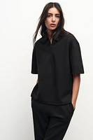 ZIP POLO COLLAR TOP