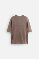 WASHED KNIT BUTTON-UP T-SHIRT