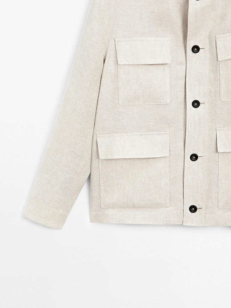 Total look linen overshirt