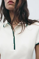 SHORT RIBBED GODET DRESS