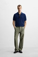 RIBBED KNIT POLO SHIRT