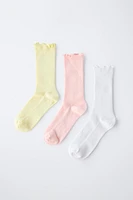 THREE-PACK OF LONG RUFFLY TRIM SOCKS