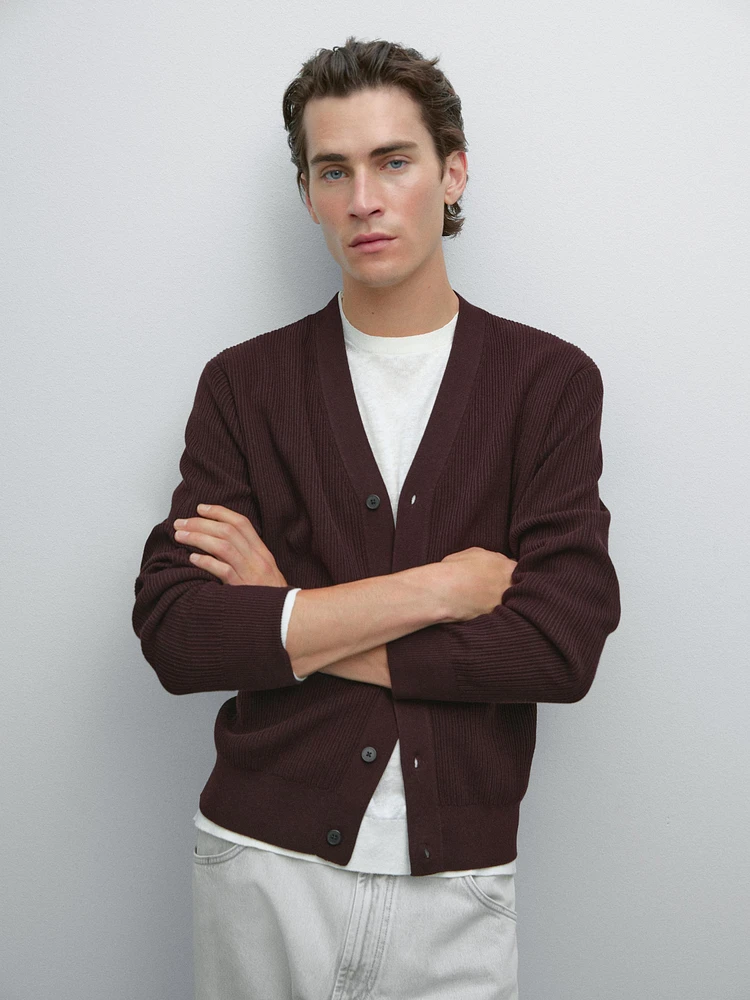 Cardigan texturé 100 % coton