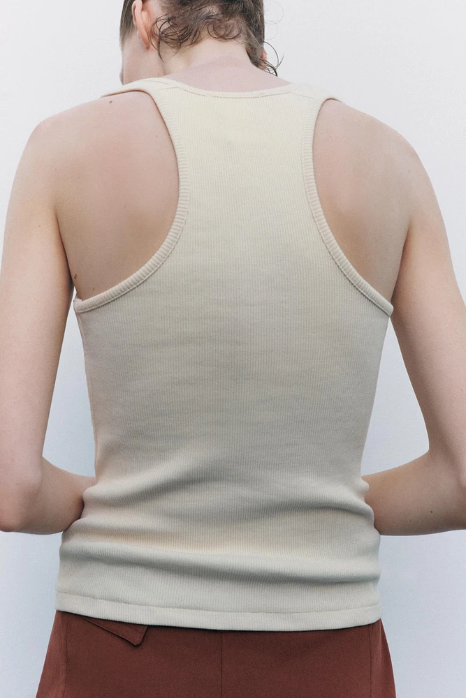 RIBBED ZIPPER T-SHIRT