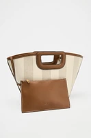 CANVAS TOPSTITCHED SHOPPER BAG