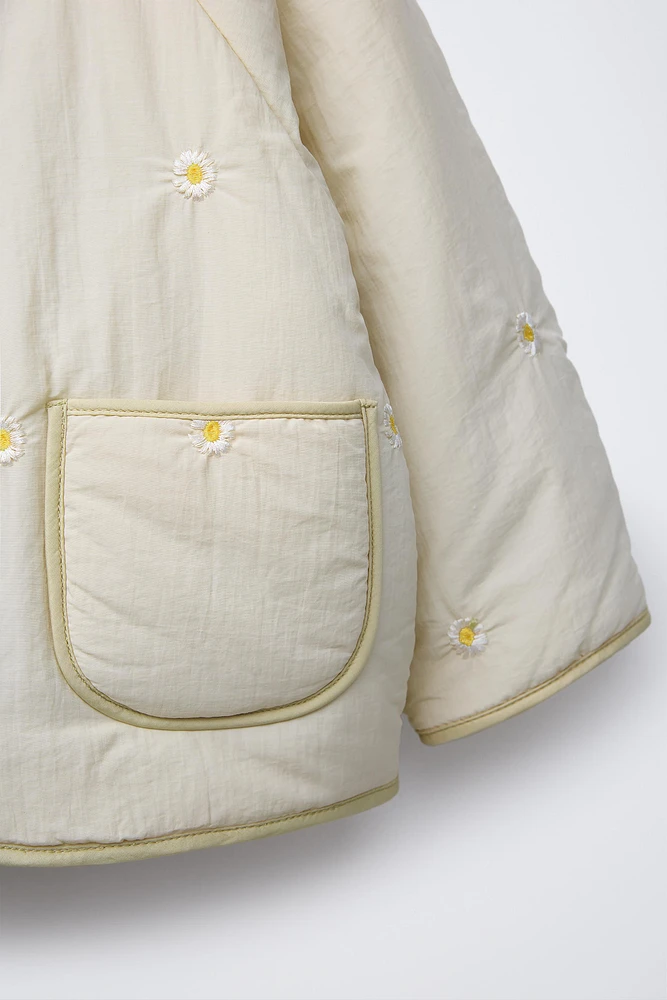 EMBROIDERED DAISY QUILTED JACKET